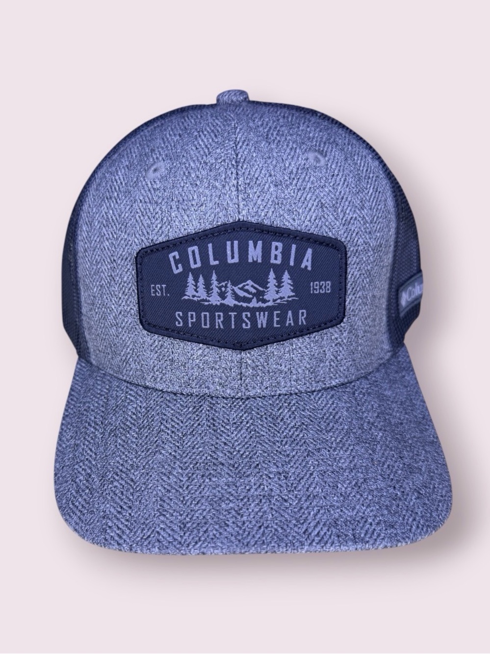 New! Columbia Gray Herringbone Patch Trucker Hat